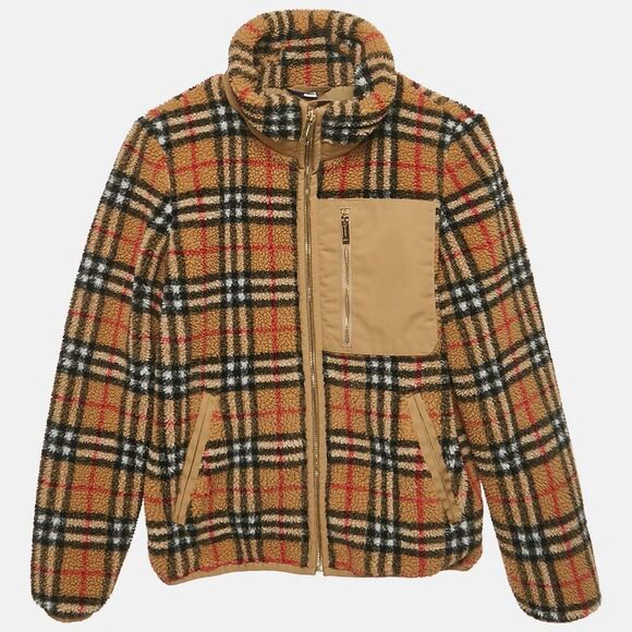 Burberry Children Beige Checkered Fleece Bergen Jacket 12 Yrs - Picture 1 of 5